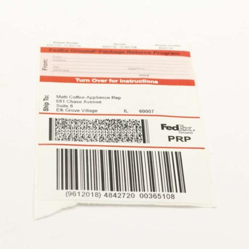 Delonghi Return Service Label - Prp-Elkgrove