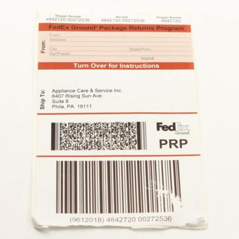 Delonghi Return Service Label - Prp-Phila
