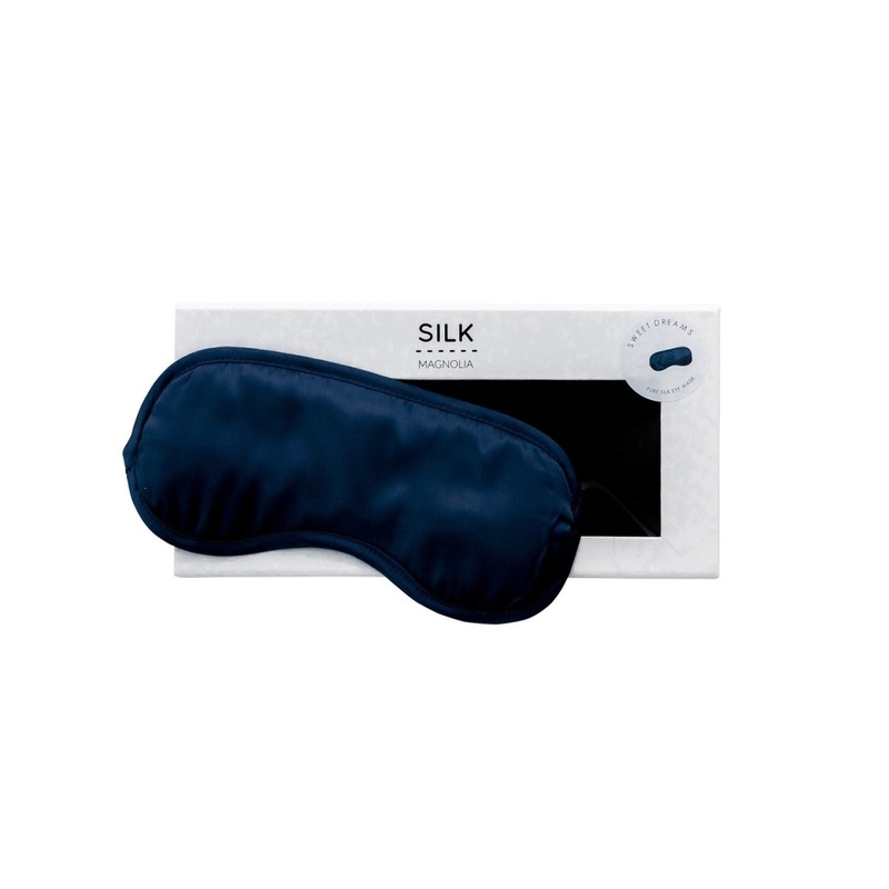 Silk Magnolia Silk Eye Mask French Navy