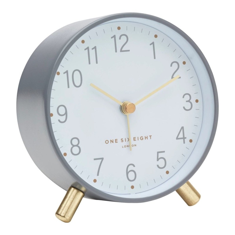 One Six Eight London Maisie Dial Alarm Clock Grey and White