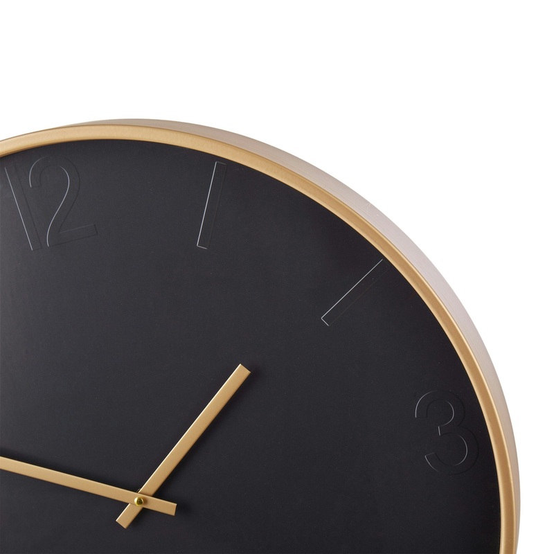 Amalfi Modern Black Wall Clock Jet Black/Gold 60x6x60cm