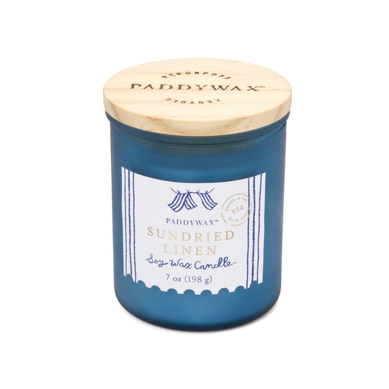 Paddywax Coastal Sundried Linen Glass Candle Sea Blue 198g
