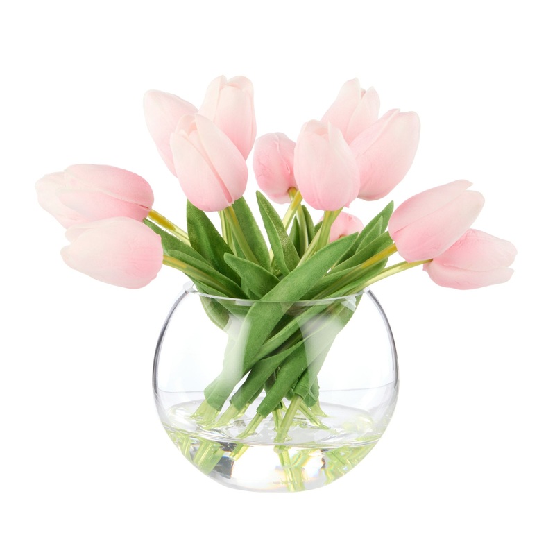 Rogue Tulip Bunch-Sphere Vase Pink 20x23x19cm