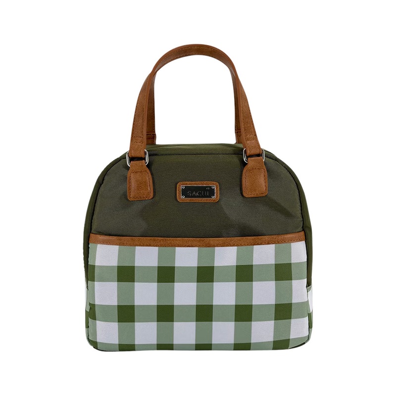 Sachi Cali Lunch Bag Olive Green Gingham