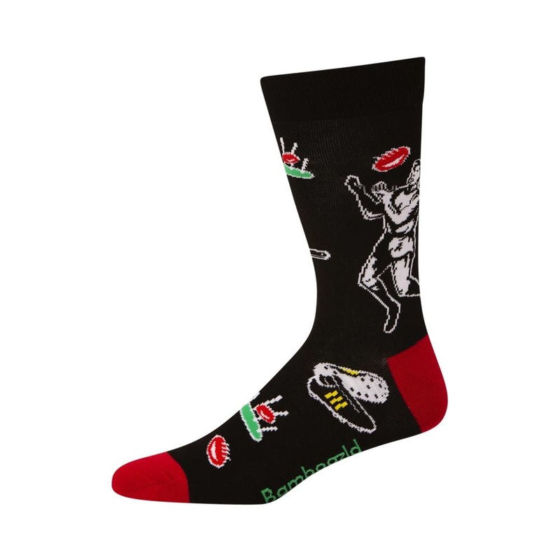 Bamboozld Up There Cazaly Socks Black