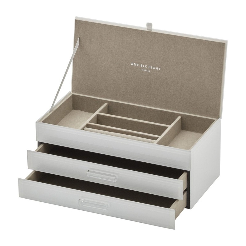 One Six Eight London Gabriella Jewellery Box with Drawers White Large