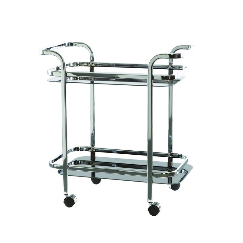 Pure Homewares Hugo Glass Bar Cart Black & Chrome