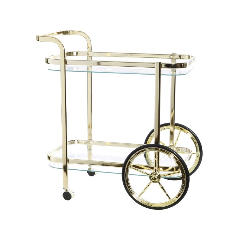 Pure Homewares Jones Rectangular Gold Bar Cart