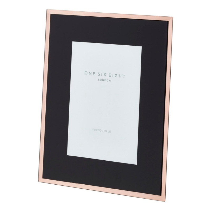 One Six Eight London Glass Photo Frame Black and Rose Gold 15cm x 10cm