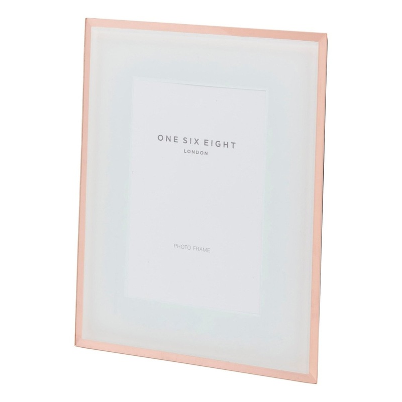 One Six Eight London Glass Photo Frame White and Rose Gold 15cm x 10cm
