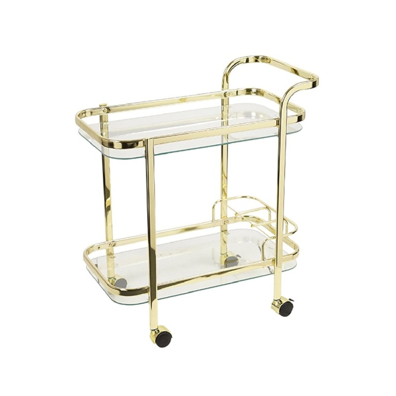 Pure Homewares Piaf Rectangular Gold Clear Bar Cart