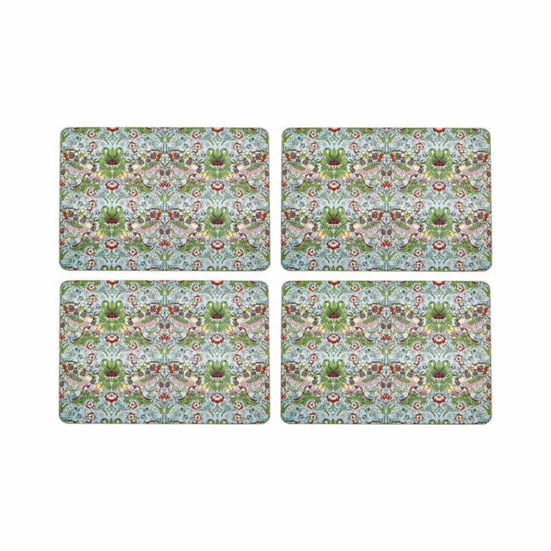 Nostalgic Strawberry Thief Aqua Placemats Set of 4