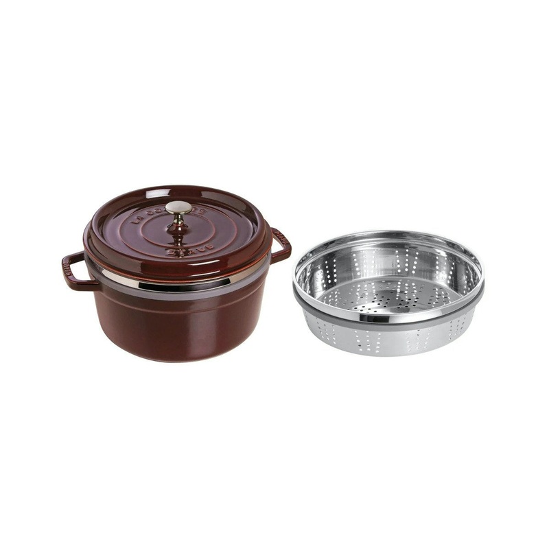 Staub Round Cocotte with Steamer - 26cm Grenadine
