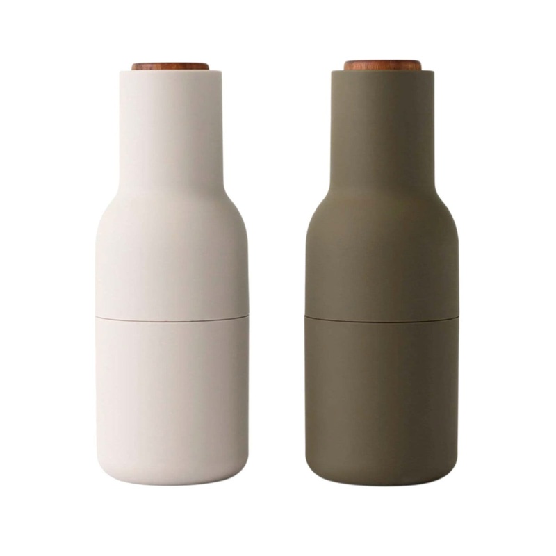 Audo 2 Pack Bottle Grinders with Walnut Top Hunting Green & Beige