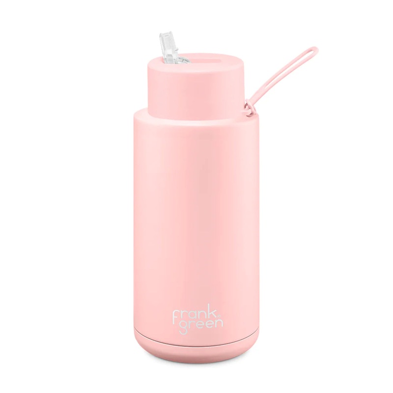 Frank Green Reusable Ceramic Bottle with Straw Lid Blush 1L