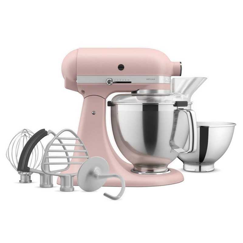 KitchenAid KSM195 Artisan Series Tilt-Head Stand Mixer with Premium Accessory Feathered Pink