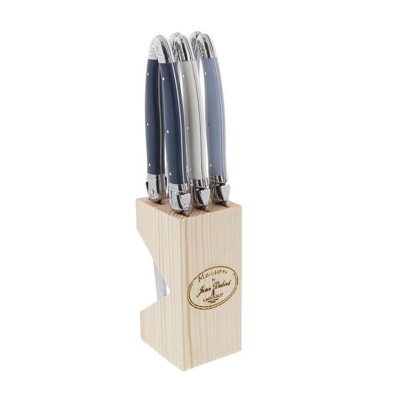 Laguiole Jean Dubost Maison Atelier Steak Knife Set with Block 6 Piece Set