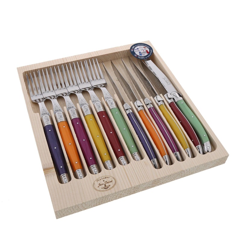 Laguiole Jean Dubost Maison Cutlery Set Mixed Colours 12 Piece Set