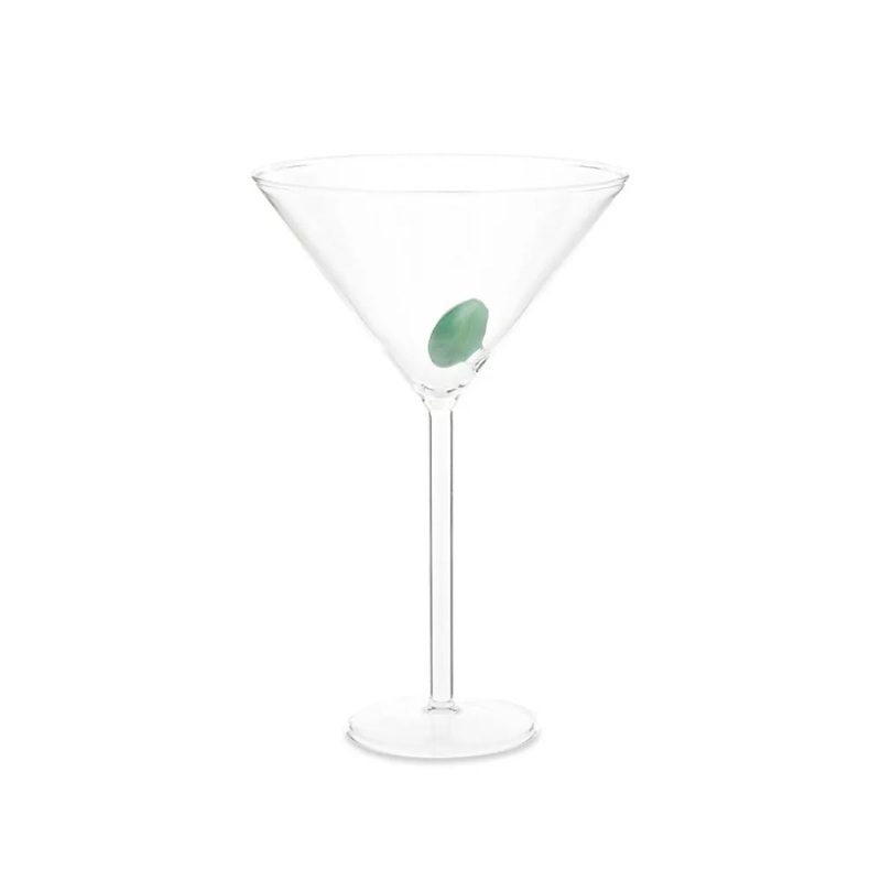 Maison Balzac Martini Glass Clear with Green Olive 120ml