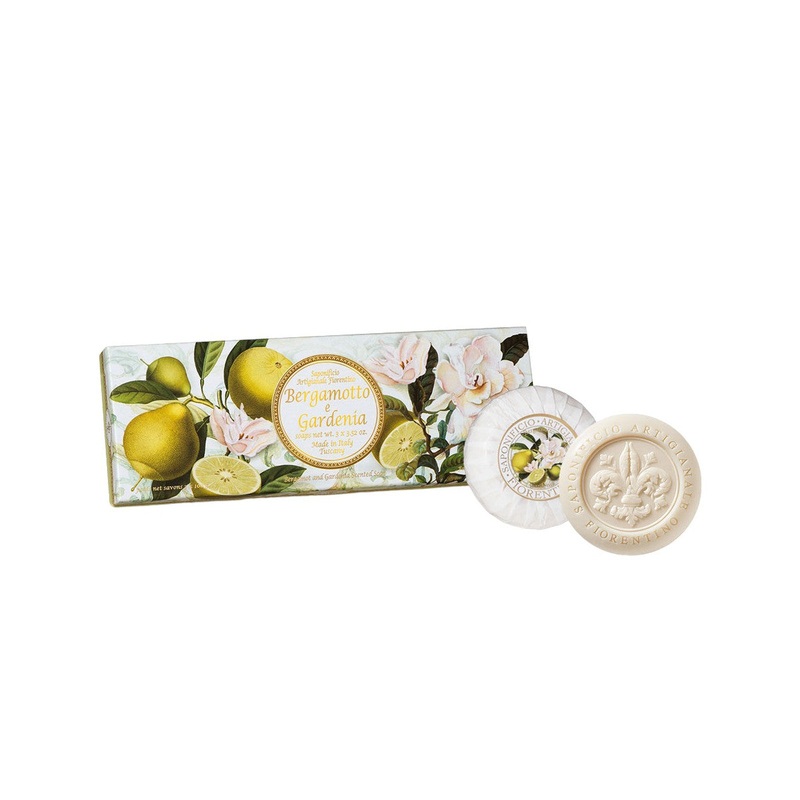 Saponificio Artigianale Fiorentino Round Soap Bergamot and Gardenia 100g (Set of 3)