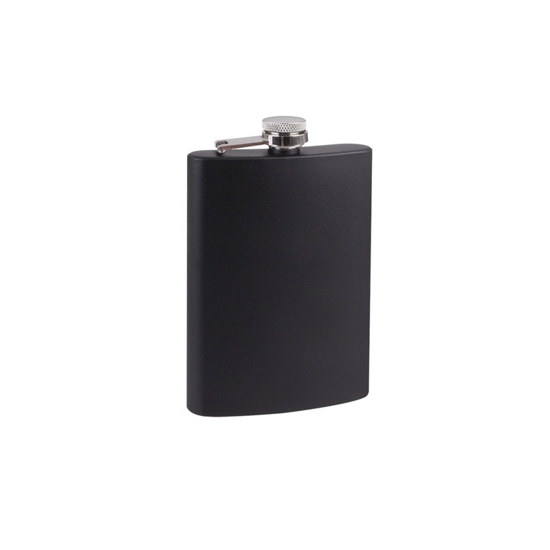 Bartender Stainless Steel Hip Flask Black 236ml