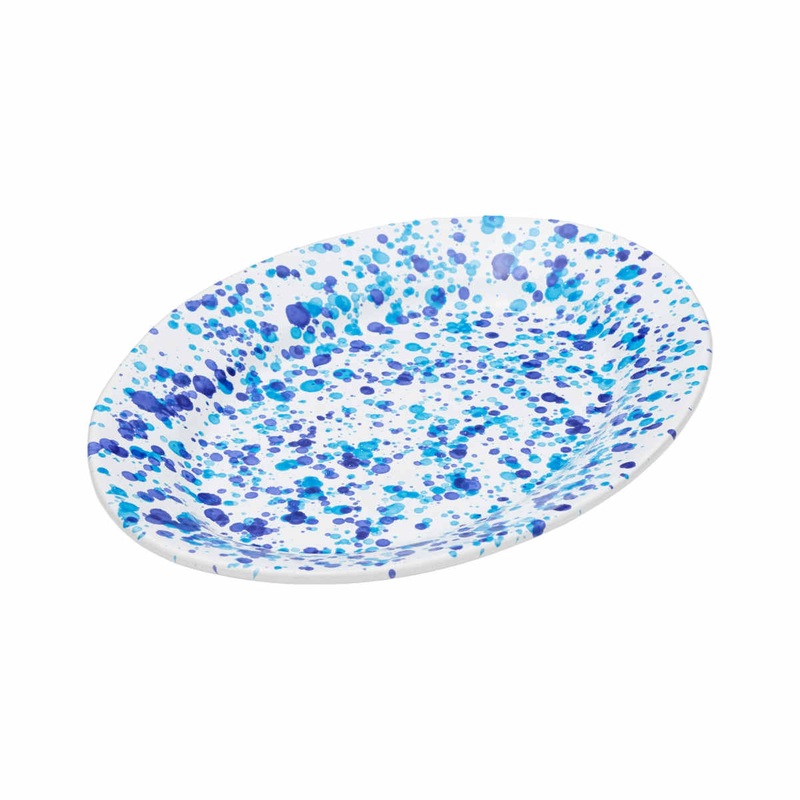 Nuova Col Italian Splatterware Oval Platter Blue 38cm