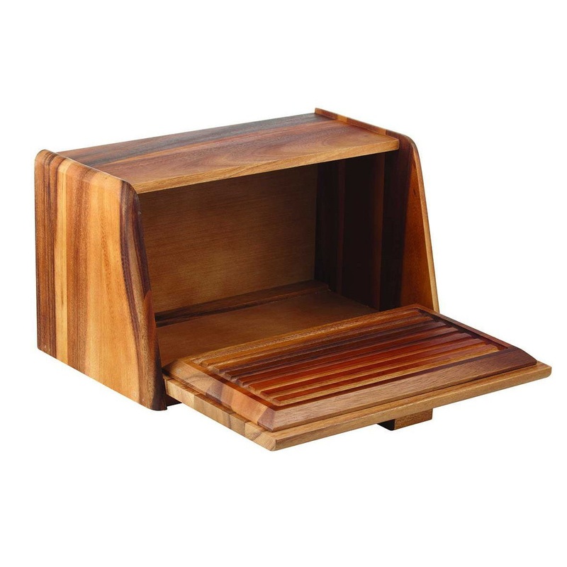 Davis & Waddell Acacia Wood Bread Box With Lid