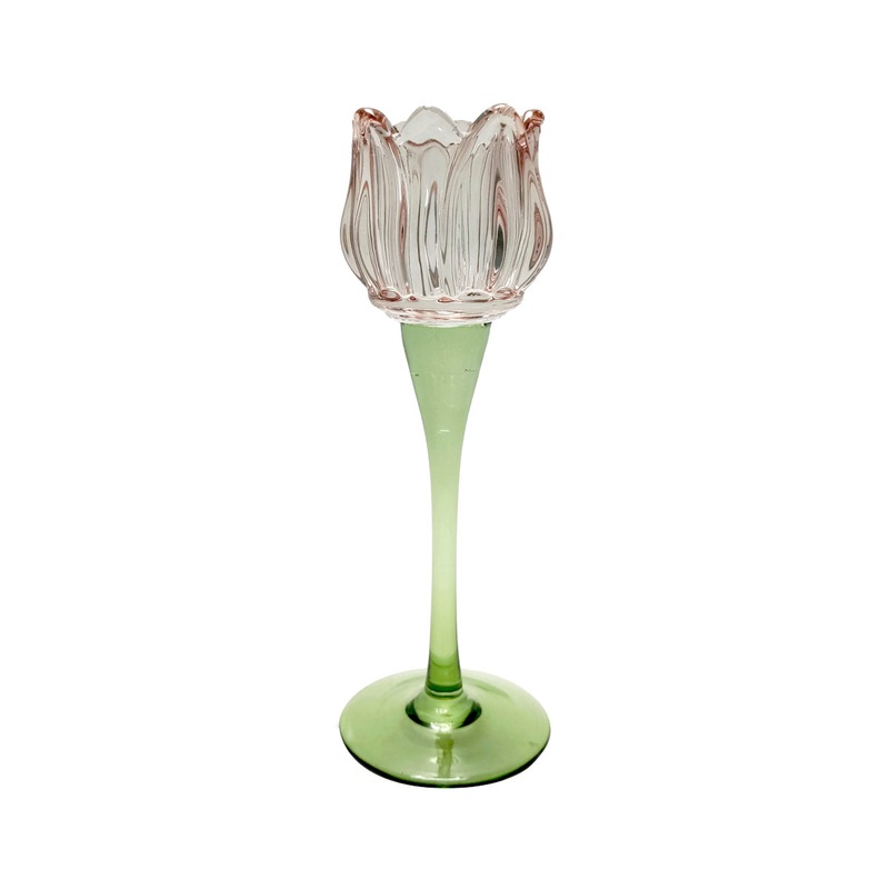 Figgins Stemmed Flower Votive Light Pink 22cm