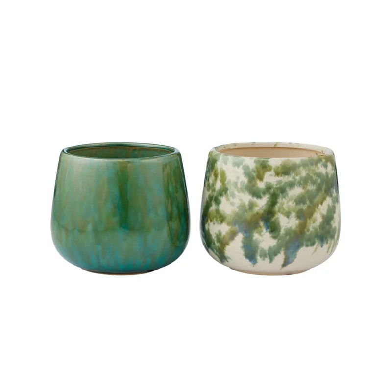 Duke Ceramic Pot Green 16 x 14cm Assorted