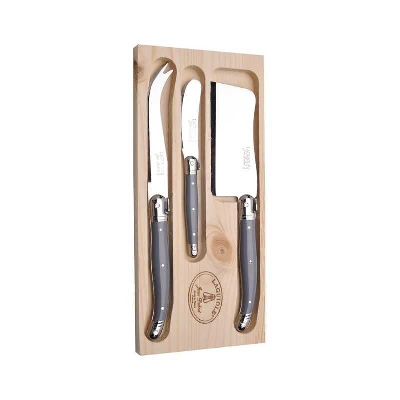 Laguiole Jean Dubost Cheese Knife Set Grey 3 Piece