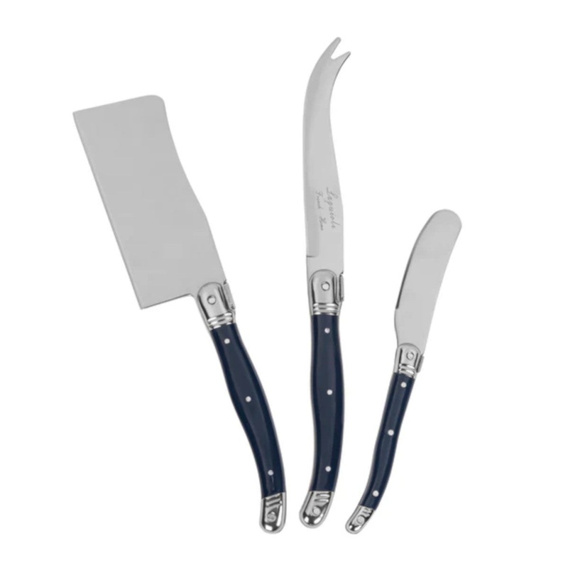 Laguiole Jean Dubost Cheese Knife Set Navy 3 Piece
