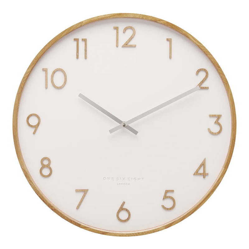One Six Eight London Scarlett Wood Wall Clock White 35cm
