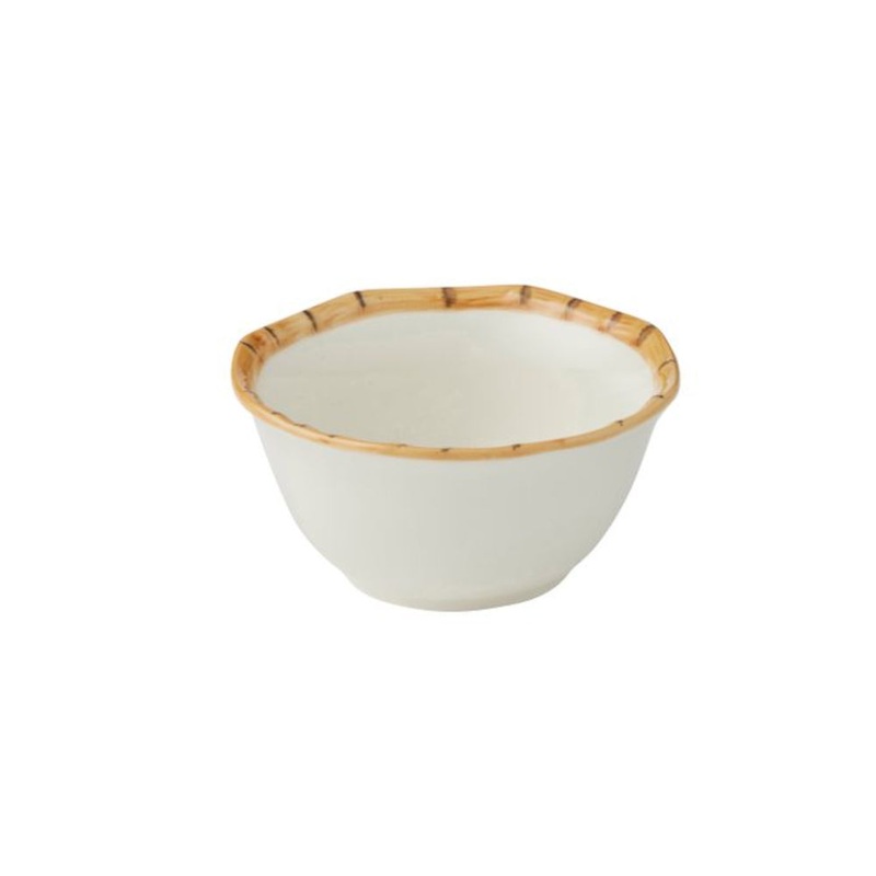 Bamboo Ceramic Bowl White/Natural 10x5cm