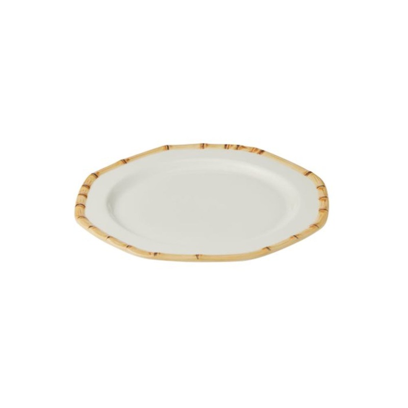 Bamboo Ceramic Platter White/Natural 35cm