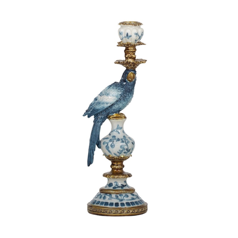 Parrot Candle Holder Blue 28cm