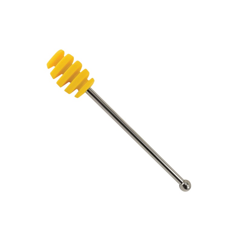 R&M Silicone Honey Dipper with Stainless Steel Handle Yellow