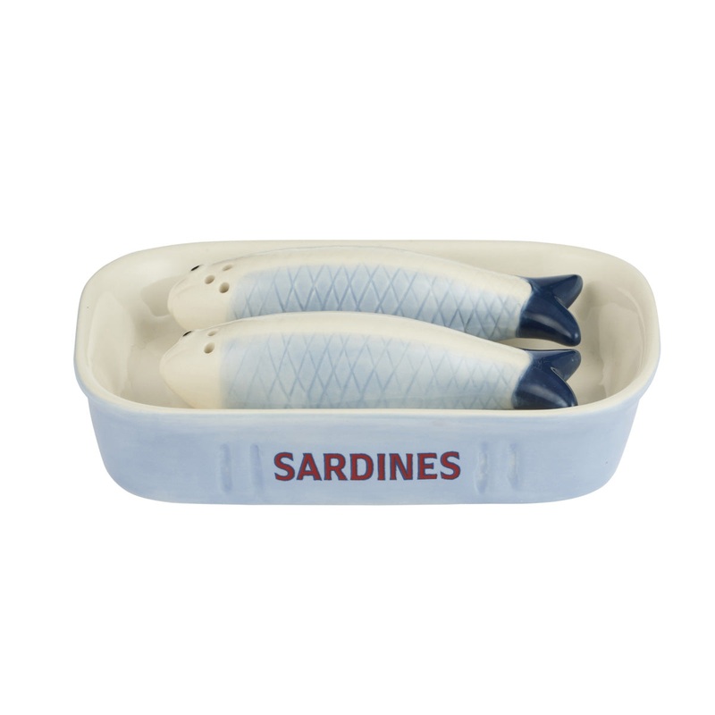 Salt & Pepper Mills and Shaker Ceramic Sardine 14x10x4cm