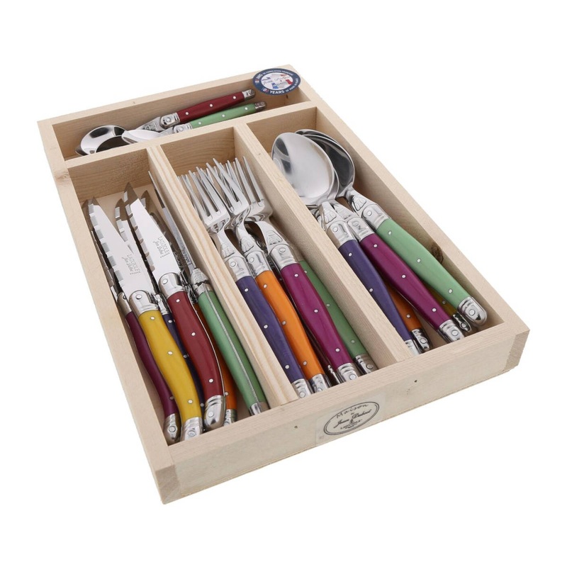Laguiole Jean Dubost Maison Cutlery Set Mixed Colours 24 Piece Set
