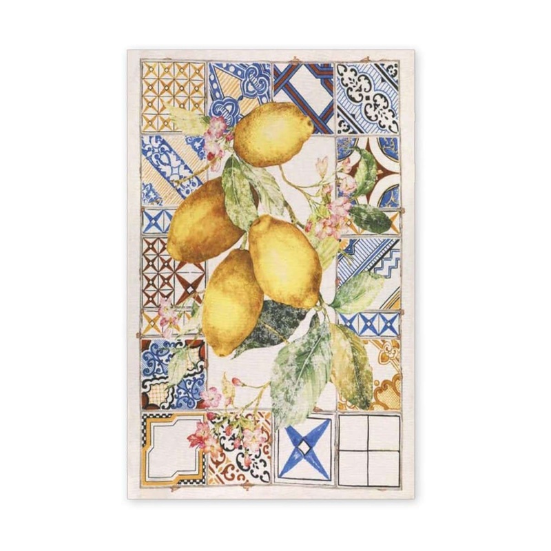 Tessitura Toscana Telerie Azulejos Limone Tea Towel 50cm x 70cm