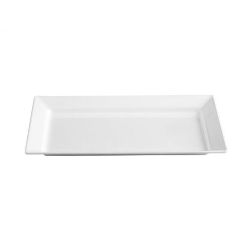 Jab Rectangular Platter with Raised Sides White