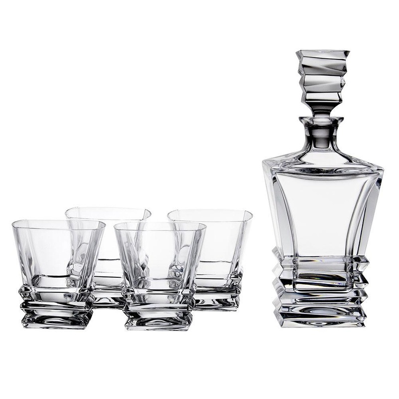 Royal Doulton Prism Decanter and 4 Tumblers