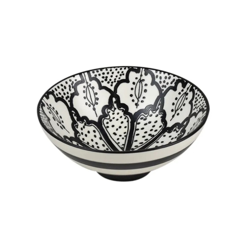 Aleah Ceramic Bowl Black & White  12 x 12 x 5cm