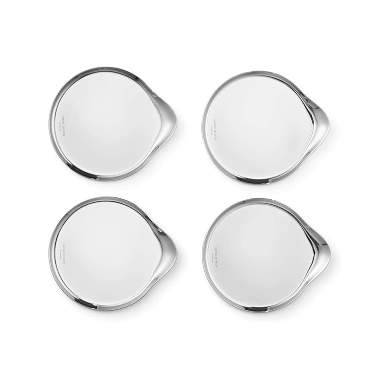 Georg Jensen Mirror Stainless Steel Wine & Bar Coasters 4 Piece