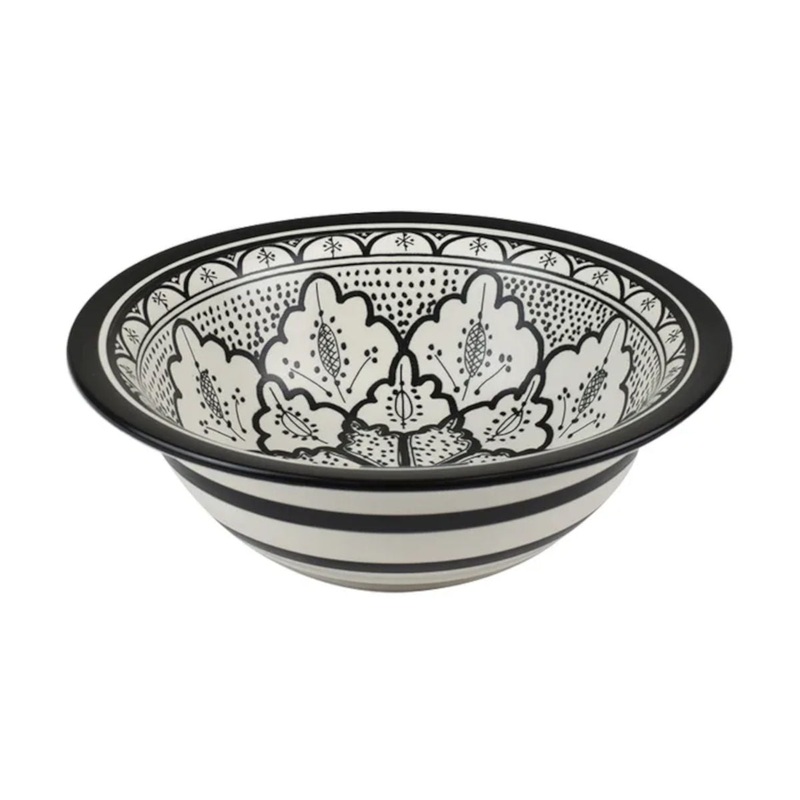Aleah Ceramic Bowl Black/White 28.5  28.5  9cm