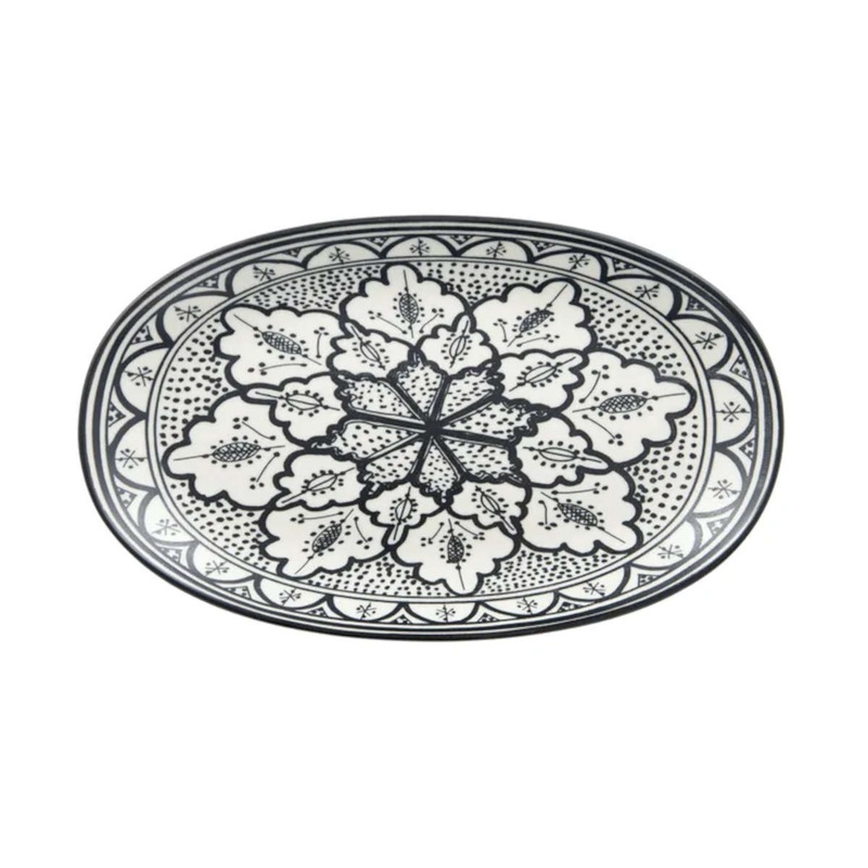 Aleah Ceramic Oval Dish Black & White 12 x 20.5cm