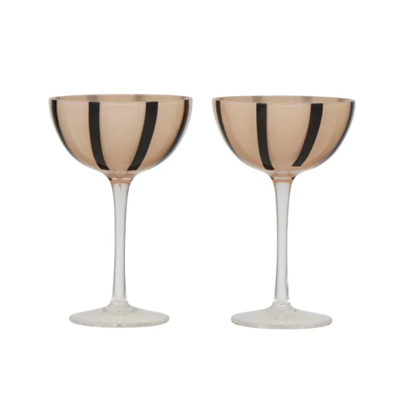 Appertiveo Coupe Glass Nude & Black 10 x 15.5cm (Set of 2)