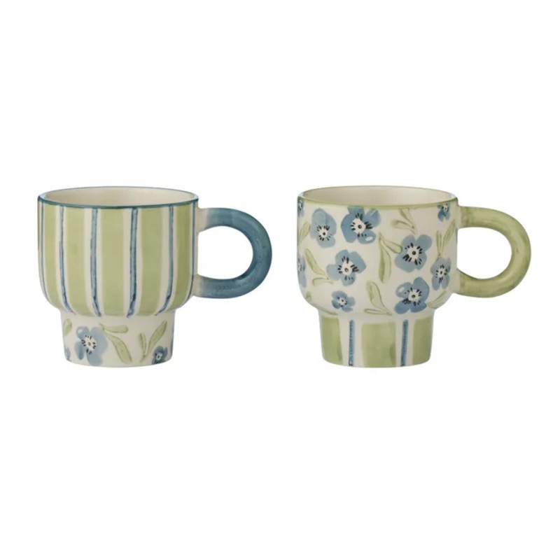 Olga Ceramic Mug Blue/Olive Assorted 14.59.5cm (price per item)