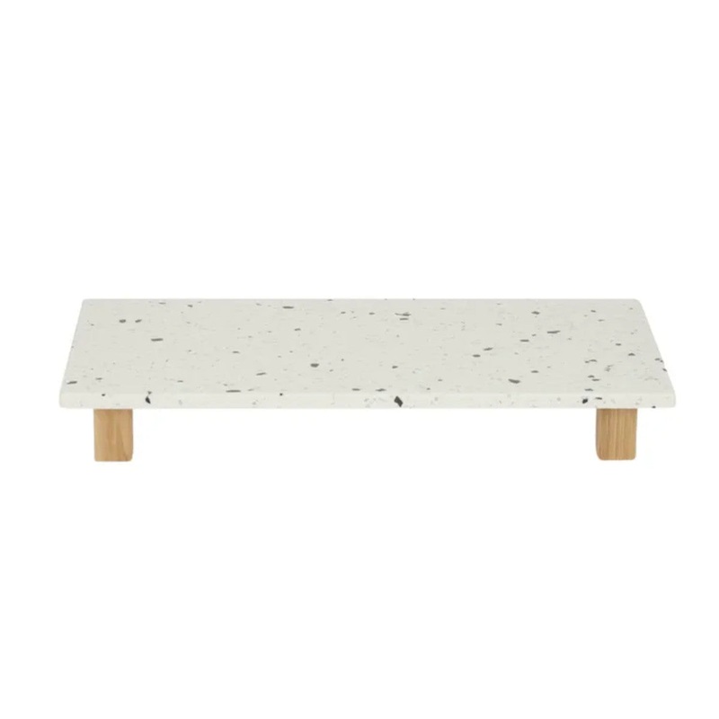 Rectangular Footed Board Terrazzo White 20x40x4cm