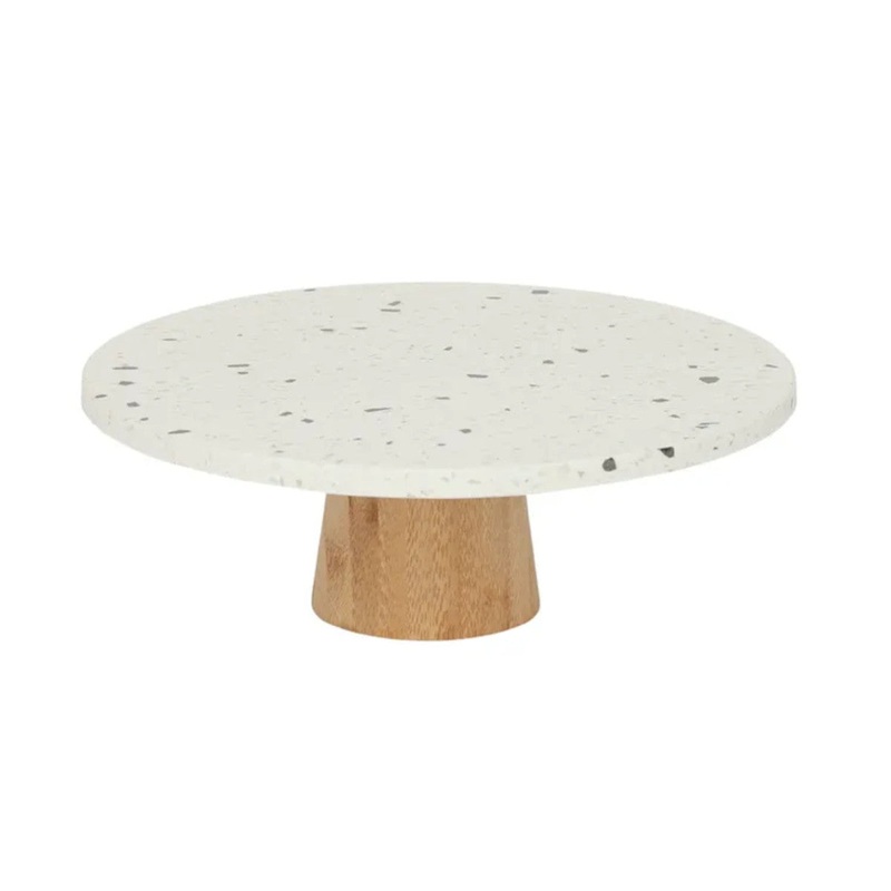 Terrazzo Round Footed Board White 25 x 11cm