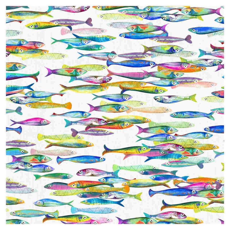Tessitura Toscana Telerie Tablecloth Poisson Bleu 170 x 360cm